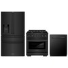ZLINE 3-Piece Appliance Package - 30-Inch Paramount Dual Fuel Range, 36-Inch French Door Refrigerator with Water Dispenser, Dishwasher, in Black Stainless Steel