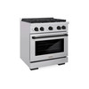ZLINE 5-Piece Appliance Package - 30-Inch Paramount Autograph Gas Range, Wall Mount Range Hood, 36-Inch French Door Refrigerator, Dishwasher, and 24-Inch Microwave Drawer in Stainless Steel with Matte Black Accents
