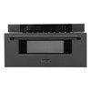 ZLINE 5-Piece Appliance Package - 36-Inch Paramount Dual Fuel Range, Wall Mount Range Hood, 36-Inch French Door Refrigerator, Dishwasher, and 30-Inch Microwave Drawer in Black Stainless Steel