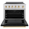 ZLINE Autograph Edition 36-Inch 5.2 Cu. Ft. Paramount Induction Range with 5 Element Cooktop and Electric Convection Oven in Satin Stainless Steel with Black Matte Door and Polished Gold Accents (SINRSZ-BLM36-G)