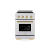 ZLINE Autograph Edition 24-Inch 3.2 Cu. Ft. Paramount Induction Range with 3 Element Cooktop and Electric Convection Oven in Stainless Steel with Polished Gold Accents (SINRZ-24-G)