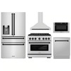 ZLINE 5-Piece Appliance Package - 36-Inch Paramount Autograph Dual Fuel Range, Wall Mount Range Hood, 36-Inch French Door Refrigerator with Water Dispenser, Dishwasher, and 24-Inch Microwave Drawer in Stainless Steel with Matte Black Accents