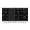 ZLINE 5-Piece Appliance Package - 48-Inch Paramount Autograph Gas Range, Wall Mount Range Hood, 36-Inch French Door Refrigerator, Dishwasher, and 24-Inch Microwave Drawer in Stainless Steel with Gold Accents