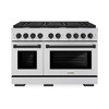 ZLINE 4-Piece Appliance Package - 48-Inch Paramount Autograph Gas Range, Wall Mount Range Hood, 36-Inch French Door Refrigerator with Water Dispenser, Dishwasher, in Stainless Steel with Matte Black Accents