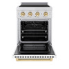 ZLINE Autograph Edition 24-Inch 3.2 Cu. Ft. Paramount Induction Range with 3 Element Cooktop and Electric Convection Oven in Stainless Steel with White Matte Door and Polished Gold Accents (SINRZ-WM-24-G)