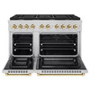 ZLINE 4-Piece Appliance Package - 48-Inch Paramount Autograph Dual Fuel Range, Wall Mount Range Hood, 36-Inch French Door Refrigerator with Water Dispenser, Dishwasher, in Stainless Steel with Gold Accents