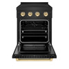 ZLINE Autograph Edition 24-Inch 3.2 Cu. Ft. Paramount Induction Range with 3 Element Cooktop and Electric Convection Oven in Black Stainless Steel with Polished Gold Accents (SINRBZ-24-G)