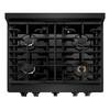 ZLINE 4-Piece Appliance Package - 30-Inch Paramount Dual Fuel Range, Wall Mount Range Hood, 36-Inch French Door Refrigerator with Water Dispenser, Dishwasher, in Black Stainless Steel