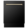 ZLINE 3-Piece Appliance Package - 36-Inch Paramount Gas Range, 36-Inch French Door Refrigerator with Water Dispenser, Dishwasher, in Black Stainless Steel with Gold Accents