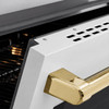 ZLINE Autograph Edition 24-Inch 3.2 cu. ft. Paramount Induction Range with 3 Element Cooktop and Electric Convection Oven in Satin Stainless Steel with White Matte Door and Polished Gold Accents (SINRSZ-WM-24-G)