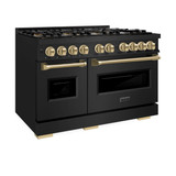 ZLINE Autograph Edition 48-Inch Classic Gas Range with 8 Burner DuoPro™ Cooktop and White Doors with Bronze Accents (PCGRBZ-48-CB)