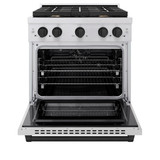 ZLINE 4-Piece Appliance Package - 30-Inch Paramount Autograph Dual Fuel Range, Wall Mount Range Hood, 36-Inch French Door Refrigerator with Water Dispenser, Dishwasher, in Stainless Steel with Matte Black Accents
