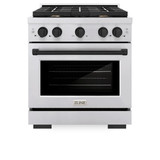 ZLINE 4-Piece Appliance Package - 30-Inch Paramount Autograph Dual Fuel Range, Wall Mount Range Hood, 36-Inch French Door Refrigerator with Water Dispenser, Dishwasher, in Stainless Steel with Matte Black Accents