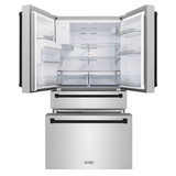 ZLINE 4-Piece Appliance Package - 30-Inch Paramount Autograph Dual Fuel Range, Wall Mount Range Hood, 36-Inch French Door Refrigerator with Water Dispenser, Dishwasher, in Stainless Steel with Matte Black Accents