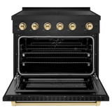 ZLINE Autograph Edition 36-Inch 5.2 Cu. Ft. Paramount Induction Range with 5 Element Cooktop and Electric Convection Oven in Black Stainless Steel with Polished Gold Accents (SINRBZ-36-G)