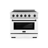 ZLINE Autograph Edition 36-Inch 5.2 Cu. Ft. Paramount Induction Range with 5 Element Cooktop and Electric Convection Oven in Satin Stainless Steel with White Matte Door and Matte Black Accents (SINRSZ-WM-36-MB)
