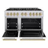 ZLINE Autograph Edition 48-Inch Classic Gas Range with 8 Burner DuoPro™ Cooktop and White Doors with Champagne Bronze Accents (PCGRZ-WM-48-CB)