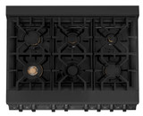 ZLINE 5-Piece Appliance Package - 36-Inch Legacy Dual Fuel Range, Wall Mount Range Hood, 36-Inch French Door Refrigerator with Water Dispenser, Dishwasher, and 30-Inch Microwave Drawer in Black Stainless Steel