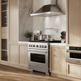 ZLINE 4-Piece Appliance Package - 36-Inch Paramount Dual Fuel Range, Wall Mount Range Hood, 36-Inch French Door Refrigerator, Dishwasher, in Stainless Steel