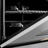 ZLINE 5-Piece Appliance Package - 48-Inch Legacy Autograph Dual Fuel Range, Wall Mount Range Hood, 36-Inch French Door Refrigerator, Dishwasher, and 24-Inch Microwave Drawer in Stainless Steel with Gold Accents