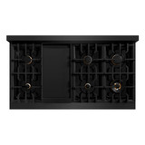 ZLINE 5-Piece Appliance Package - 48-Inch Autograph Edition Gas Range, Wall Mount Range Hood, 36-Inch French Door Refrigerator with Water Dispenser, Dishwasher, and 30-Inch Microwave Drawer in Black Stainless Steel with Gold Accents