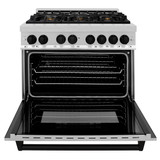 ZLINE 4-Piece Appliance Package - 36-Inch Legacy Autograph Dual Fuel Range, Wall Mount Range Hood, 36-Inch French Door Refrigerator with Water Dispenser, Dishwasher, in Stainless Steel with Matte Black Accents