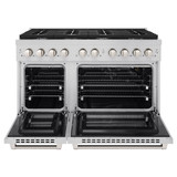 ZLINE 5-Piece Appliance Package - 48-Inch Paramount Gas Range, Wall Mount Range Hood, 36-Inch French Door Refrigerator, Dishwasher, and 30-Inch Microwave Drawer in Stainless Steel