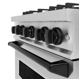 ZLINE 5-Piece Appliance Package - 30-Inch Autograph Edition Gas Range, Wall Mount Range Hood, 36-Inch French Door Refrigerator, Dishwasher, and 30-Inch Microwave Drawer in Stainless Steel Matte Black Accents