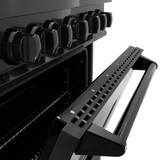 ZLINE 5-Piece Appliance Package - 36-Inch Classic Gas Range, Wall Mount Range Hood, 36-Inch French Door Refrigerator, Dishwasher, and 30-Inch Microwave Drawer in Black Stainless Steel
