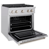ZLINE 3-Piece Appliance Package - 30-Inch Paramount Dual Fuel Range, 36-Inch French Door Refrigerator with Water Dispenser, Dishwasher, in Stainless Steel
