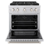 ZLINE 5-Piece Appliance Package - 30-Inch Paramount Dual Fuel Range, Wall Mount Range Hood, 36-Inch French Door Refrigerator, Dishwasher, and 30-Inch Microwave Drawer in Stainless Steel