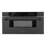 ZLINE 5-Piece Appliance Package - 48-Inch Classic Gas Range, Wall Mount Range Hood, 36-Inch French Door Refrigerator with Water Dispenser, Dishwasher, and 30-Inch Microwave Drawer in Black Stainless Steel