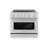 ZLINE 5-Piece Appliance Package - 36-Inch Paramount Induction Range, Wall Mount Range Hood, 36-Inch French Door Refrigerator with Water Dispenser, Dishwasher, and 30-Inch Microwave Drawer in Stainless Steel