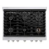 ZLINE 5-Piece Appliance Package - 36-Inch Paramount Gas Range, Wall Mount Range Hood, 36-Inch French Door Refrigerator, Dishwasher, and 30-Inch Microwave Drawer in Stainless Steel