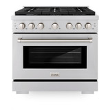 ZLINE 5-Piece Appliance Package - 36-Inch Paramount Dual Fuel Range, Wall Mount Range Hood, 36-Inch French Door Refrigerator, Dishwasher, and 24-Inch Microwave Drawer in Stainless Steel