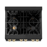 ZLINE 5-Piece Appliance Package - 30-Inch Legacy Dual Fuel Range, Wall Mount Range Hood, 36-Inch French Door Refrigerator with Water Dispenser, Dishwasher, and 30-Inch Microwave Drawer in Black Stainless Steel with Gold Accents