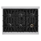 ZLINE 5-Piece Appliance Package - 36-Inch Classic Gas Range, Wall Mount Range Hood, 36-Inch French Door Refrigerator with Water Dispenser, Dishwasher, and 30-Inch Microwave Drawer in Stainless Steel