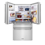 ZLINE 5-Piece Appliance Package - 30-Inch Classic Dual Fuel Range, Wall Mount Range Hood, 36-Inch French Door Refrigerator with Water Dispenser, Dishwasher, and 30-Inch Microwave Drawer in Stainless Steel