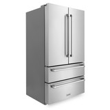 ZLINE 5-Piece Appliance Package - 48-Inch Classic Dual Fuel Range, Wall Mount Range Hood, 36-Inch French Door Refrigerator, Dishwasher, and 30-Inch Microwave Drawer in Stainless Steel