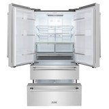 ZLINE 5-Piece Appliance Package - 30-Inch Classic Gas Range, Wall Mount Range Hood, 36-Inch French Door Refrigerator, Dishwasher, and 30-Inch Microwave Drawer in Stainless Steel