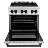 ZLINE 5-Piece Appliance Package - 30-Inch Legacy Autograph Dual Fuel Range, Wall Mount Range Hood, 36-Inch French Door Refrigerator, Dishwasher, and 24-Inch Microwave Drawer in Stainless Steel with Matte Black Accents