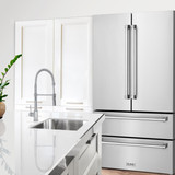 ZLINE 5-Piece Appliance Package - 36-Inch Legacy Dual Fuel Range, Wall Mount Range Hood, 36-Inch French Door Refrigerator, Dishwasher, and 24-Inch Microwave Drawer in Stainless Steel