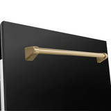 ZLINE 3-Piece Appliance Package - 48-Inch Legacy Dual Fuel Range, 36-Inch French Door Refrigerator with Water Dispenser, Dishwasher, in Black Stainless Steel with Champagne Bronze Accents