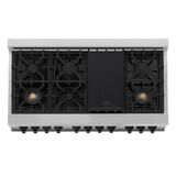 ZLINE 5-Piece Appliance Package - 48-Inch Legacy Autograph Dual Fuel Range, Wall Mount Range Hood, 36-Inch French Door Refrigerator with Water Dispenser, Dishwasher, and 30-Inch Microwave Drawer in Stainless Steel with Matte Black Accents
