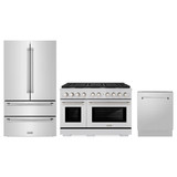 ZLINE 3-Piece Appliance Package - 48-Inch Paramount Dual Fuel Range, 36-Inch French Door Refrigerator, Dishwasher, in Stainless Steel