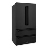 ZLINE 5-Piece Appliance Package - 48-Inch Classic Dual Fuel Range, Wall Mount Range Hood, 36-Inch French Door Refrigerator, Dishwasher, and 30-Inch Microwave Drawer in Black Stainless Steel