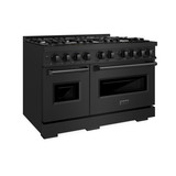 ZLINE 5-Piece Appliance Package - 48-Inch Classic Dual Fuel Range, Wall Mount Range Hood, 36-Inch French Door Refrigerator, Dishwasher, and 30-Inch Microwave Drawer in Black Stainless Steel