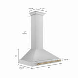 ZLINE 5-Piece Appliance Package - 36-Inch Autograph Edition Dual Fuel Range, Wall Mount Range Hood, 36-Inch French Door Refrigerator, Dishwasher, and 30-Inch Microwave Drawer in Stainless Steel with Champagne Bronze Accents