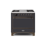 ILVE 36 Inch Majestic II Series Natural/ Propane Gas Burner and Electric Oven Range with 6 Sealed Burners (UM09FDQNS3)