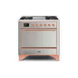 ILVE 36 Inch Majestic II Series Natural/ Propane Gas Burner and Electric Oven Range with 6 Sealed Burners (UM09FDQNS3)
